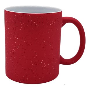 Caneca Mágica Vermelha Sky Glitter (Porcelana 325ml P/ Sublimação)