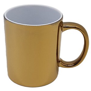 Caneca Cromada Dourada Premium (Porcelana 325ml P/ Sublimação)