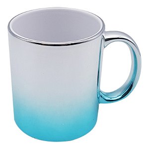 Caneca Espelhada Degradê Azul Thifany (Porcelana 325ml P/ Sublimação)