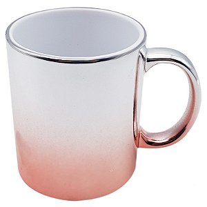 Caneca Espelhada Degradê Rose (Porcelana 325ml P/ Sublimação)