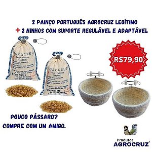 2 Painços Português para esquentar pássaros + 2 ninhos com suporte   regulável e adaptável