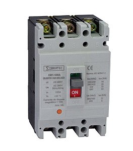 Disjuntor Caixa Moldada CM1-100L 100A Tripolar Caixa Pequena (50kA em 220v / 35kA em 380v) SIBRATEC