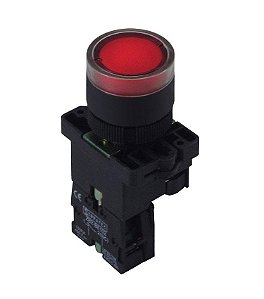 Botão de impulso Iluminado plástico EW3461 220Vca Vermelho 1NF ou Verde 1NA
