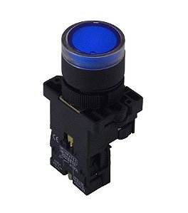 Botão de impulso Iluminado plástico EW3661 24Vca/vcc Azul 1NA ou Amarelo 1NA