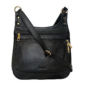 Bolsa Transversal Carteiro Couro Legítimo Preta
