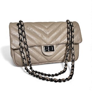Bolsa Alça Corrente Onix Couro Legítimo Paris Nude