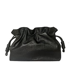 Bolsa Saquinho Couro Legítimo Preta