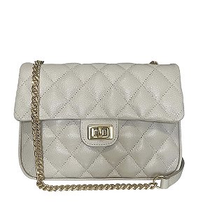 Bolsa Alça Corrente Dourada Couro Legítimo Versalhes Off White