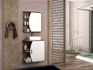 Conjunto de Banheiro Gabinete c/ Espelho Duna 60cm C/ Cuba Chanel Nog Cadiz/Br - Bosi