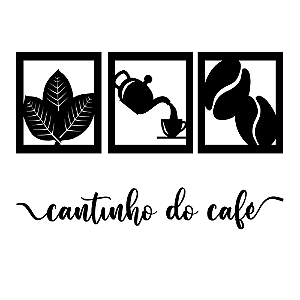 Kit Cantinho Do Café 4 Peças Decoração Cozinha Mdf 3mm Preto