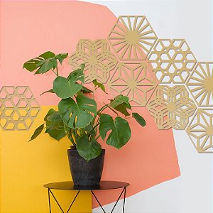 Kit 12 Placas Painel Elemento Vazado Hexagonal Cobogó Colmeia Garden + Brinde