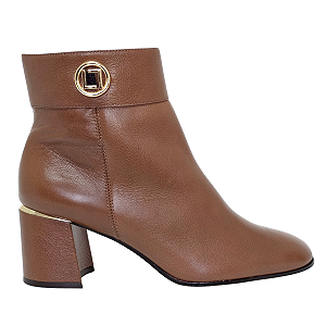 Bota Luz da Lua Cano Curto Couro Salto Bloco 80740006