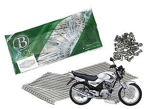 Jogo de Raios Aço Inox Polido 3,5mm Bace Dianteiro Ybr 125 Freio a Tambor