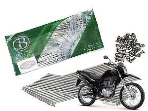 Jogo de Raios Aço Inox Polido 4mm Bace Traseiro Bros 125 150