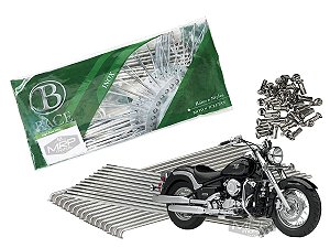 Jogo de Raios Aço Inox Polido 4mm Bace Traseiro Drag Star 650