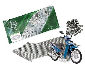 Jogo de Raios Aço Inox Polido 4mm Bace Traseiro Web 100