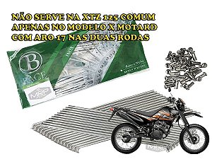 Jogo de Raios Aço Inox Polido 4mm Bace Dianteiro Xtz 125 X Motard