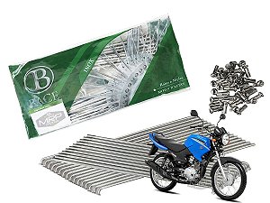 Jogo de Raios Aço Inox Polido 4mm Bace Traseiro Ybr Factor Freio Tambor