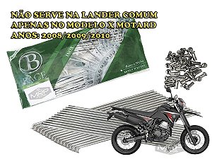 Jogo de Raios Aço Inox Polido 4mm Bace Dianteiro e Traseiro Xtz Lander 250 X Motard