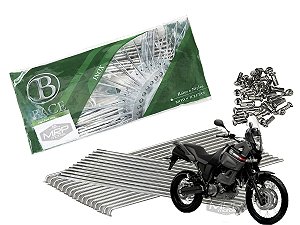 Jogo de Raios Aço Inox Polido 4mm Bace Dianteiro e Traseiro Xt 660 Z Ténéré