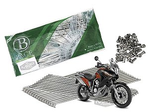 Jogo de Raios Aço Inox Polido 3,5mm Bace Dianteiro e Traseiro Xl 700 Transalp