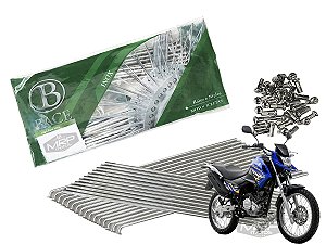 Jogo de Raios Aço Inox Polido 3,5mm Bace Dianteiro a Disco e Traseiro a Tambor Xtz Crosser 150