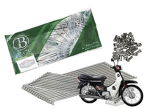 Jogo de Raios Aço Inox Polido 4mm Bace Dianteiro e Traseiro Dream C-100