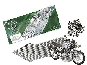 Jogo de Raios Aço Inox Polido 4mm Bace Dianteiro a Disco e Traseiro a Tambor Ybr 125 Ed