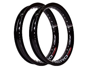 Par Aros em Alumínio Monaco Aero 18x215 e 18x250 Largo Ybr Rd Cg Titan Fan Start Preto Brilho
