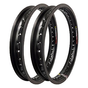 Par Aros em Alumínio Monaco 18x185 e 18x215 Cg Titan Fan Start 150 160 Ybr 125 Rd 135 Preto Brilho