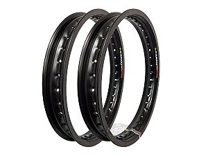 Par Aros em Alumínio Monaco 18x185 e 18x215 Cg Titan Fan Start 150 160 Ybr 125 Rd 135 Preto Brilho