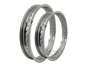 Par Aros em Alumínio Monaco 19x215 e 17x215 Xtz Crosser 150 Xre 190 Bros 125 150 160 Prata Cromado