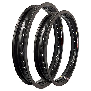 Par Aros em Alumínio Monaco 21x185 e 18x215 Lander Ténéré Dt Xre 300 Tornado Crf 230 Preto Brilho