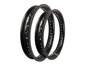 Par Aros em Alumínio Monaco 21x185 e 18x215 Lander Ténéré Dt Xre 300 Tornado Crf 230 Preto Brilho