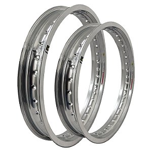 Par Aros em Alumínio Monaco 14x185 e 17x140 Biz 100 Biz 125 Pop 100 Pop 110 Prata Cromado