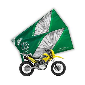 Jogo de Raios Aço Inox Polido 3,5mm Bace Dianteiro e Traseiro Bros 160 Xre 190 Motard Para Aros 17