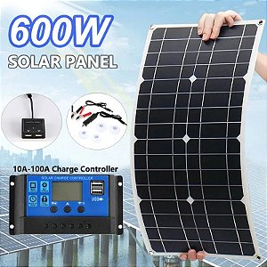 Painel Solar Flexível com Controlador Dual USB