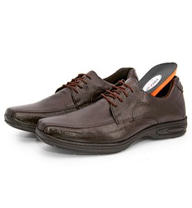 Sapato Social Masculino De Couro Conforto Palmilha Gel 451 Café