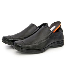 Sapato Social Masculino De Couro Conforto Palmilha Gel 452 Preto