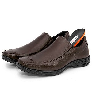 Sapato Social Masculino De Couro Conforto Palmilha Gel 452 Cafe