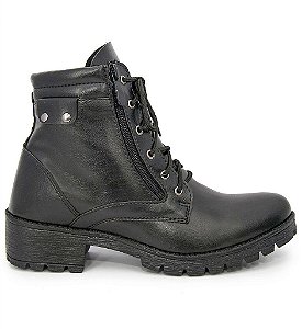 Coturno Feminino Lady Preto Ziper Lateral 11715