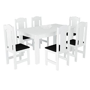 Conjunto de Mesa Estilo com 6 Cadeiras