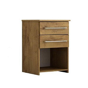 Mesa de cabeceira bruna com 2 gavetas