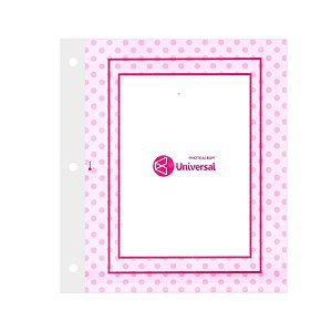 Folha para álbum Universal 15x21/20x25 rosa com bolinhas