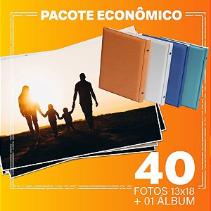 Pacote econômico 40 fotos 13x18 (fosco/brilho) + 01 álbum 40 fotos- Papel fotográfico FUJI