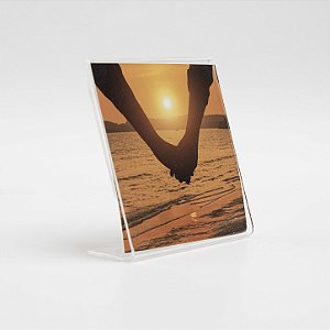 Display acrílico para foto 10x10 CM de mesa tipo L horizontal