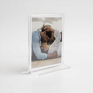 Display acrílico para foto 10x10 CM de mesa tipo T vertical