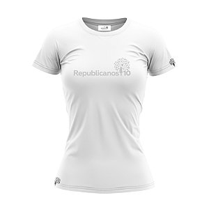 Camiseta Feminina Baby Look Branca Com Logo Em Alto Relevo