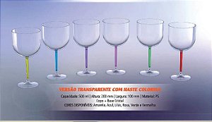 Taça Gin acrilica haste colorida - 550 ml - 10 unidades