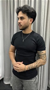 Camiseta Canelada Slim Preto